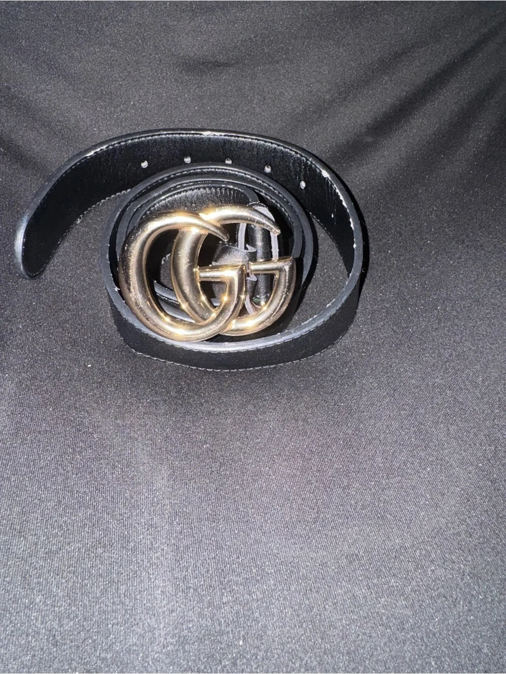 Gucci Black Leather Belt with Gold Double-G Buckle